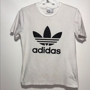 adidas White and Black Kids Short Sleeve Tee